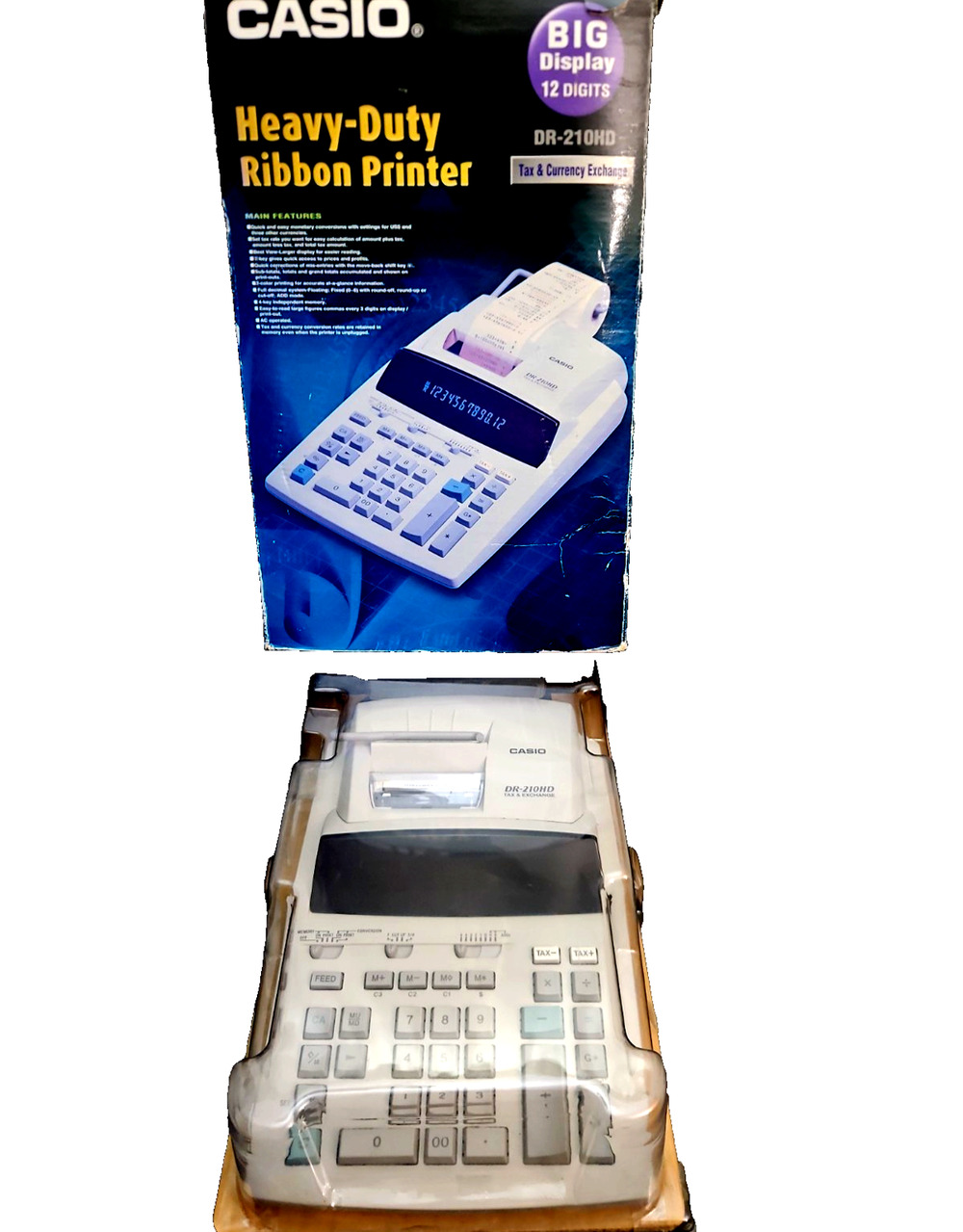 Vtg Casio DR-210HD Desktop Tax & Exchange Electric Calculator NEW